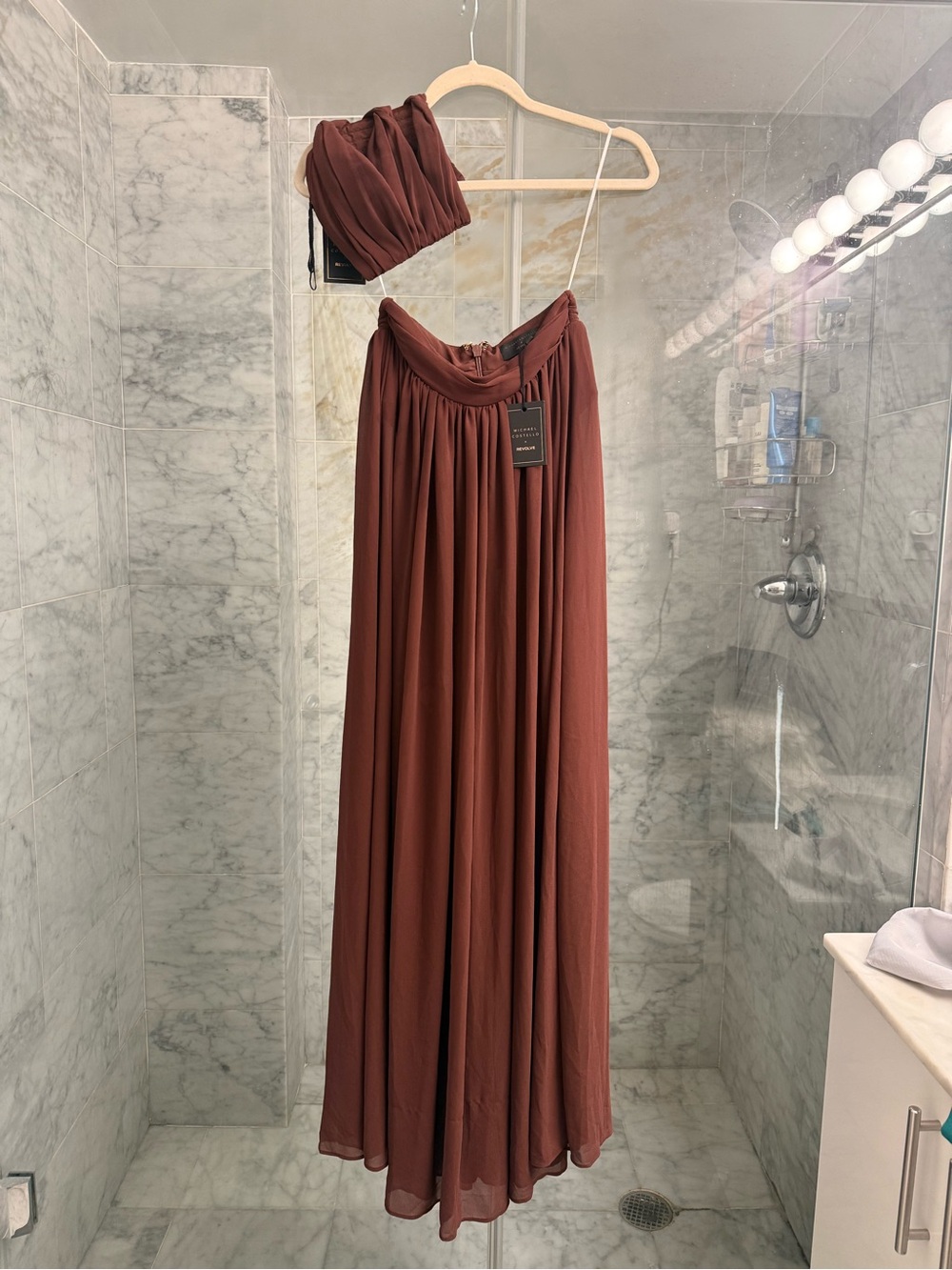 NWT Revolve x Michael Costello Acacia Top & Strapless High-Slit Maxi Skirt Set - Picture 5 of 12